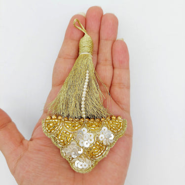 Light Gold Bead and Sequins Tassels Latkan, Indian Latkans, Blouse Latkan